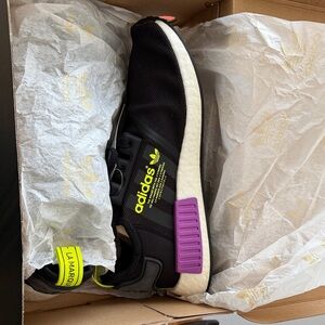 Adidas Black Sneakers with Purple and Neon Yellow Highlights Unisex